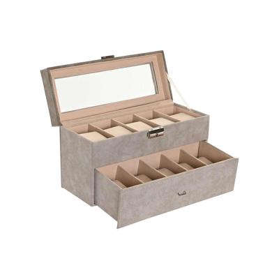 Doos-Juwelenkistje Home ESPRIT Grijs Polyurethaan Kristal Hout MDF 27,5 x 11 x 15 cm