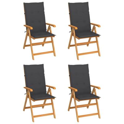 Tuinstoelen 4 st met antracietkleurige kussens massief teakhout