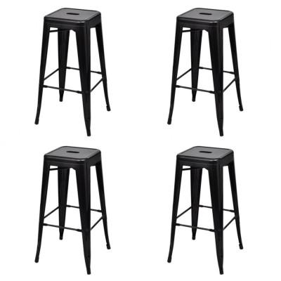 vidaXL Barkrukken 4 st staal zwart