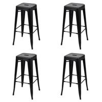 vidaXL Barkrukken 4 st staal zwart - thumbnail