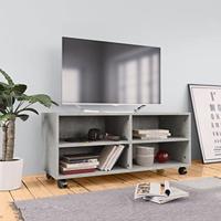 VidaXL Tv-meubel met wieltjes 90x35x35 cm bewerkt hout betongrijs - thumbnail