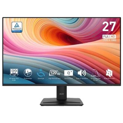 MSI PRO MP275 E2 Desktop Monitor 27 inch Full HD - IPS-paneel 1920 x 1080, randloos, 120 Hz, oogvriendelijk, ingebouwde luidsprekers, Tilt-verstelbaar - HDMI 2.0, DP (1.2a), D-Sub (VGA)