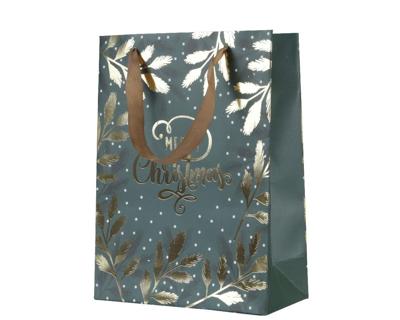 Giftbag papier l12b30h42 cm groen/goud Decoris - Decoris
