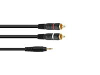 OMNITRONIC Adapter Cable 3.5 Jack/2xRCA 1.5m bk - thumbnail