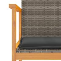 Tuinstoelen 2 st met kussens poly rattan en massief hout grijs - thumbnail