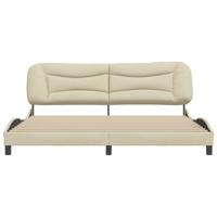 Bedframe zonder matras stof crèmekleurig 200x200 cm - thumbnail