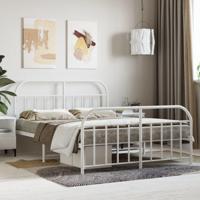 Bedframe met hoofd- en voeteneinde metaal wit 140x200 cm - thumbnail