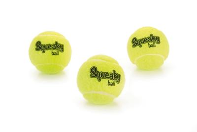 Beeztees hondenspeelgoed tennisballen met pieper vilt d6.5cm geel 3 stuks