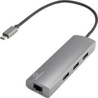 Renkforce Netwerkadapter/Hub 1 GBit/s USB-C 3.2 Gen 1, LAN (10/100/1000 MBit/s), USB-A 3.2 Gen 1 - thumbnail