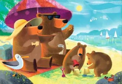 Ravensburger legpuzzel berenfamilie vakantie - 2x24st. - thumbnail