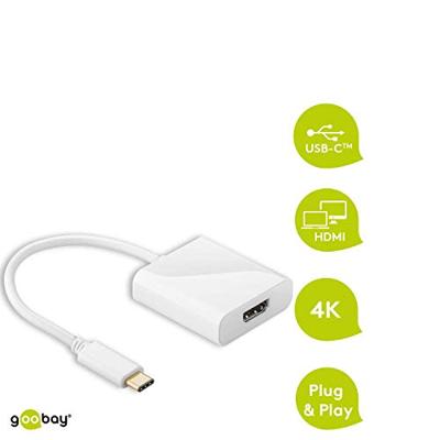 USB-C naar HDMI kabel - 3840*2160p @ 60Hz & 3D - USB-C adapterkabel - 0,2 meter - Wit USB-C naar HDMI kabel - 3840*2160p @ 60Hz & 3D - USB-C adapterkabel - 0,2 meter - Wit