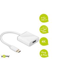 USB-C naar HDMI kabel - 3840*2160p @ 60Hz & 3D - USB-C adapterkabel - 0,2 meter - Wit - thumbnail