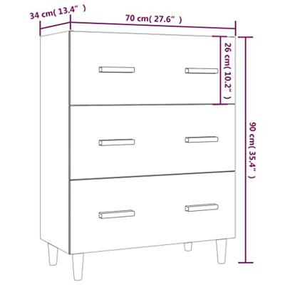 Dressoir 70x34x90 cm bewerkt hout wit