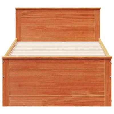 Bedframe met hoofdbord zonder matras hout wasbruin 90x190 cm
