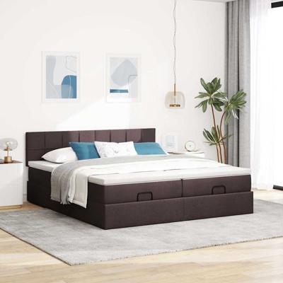 Ottoman bed met matrassen 180x200cm stof donkerbruin