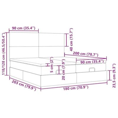 Ottoman bed met matrassen 180x200cm stof lichtgrijs