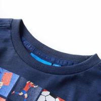 Kindershirt met lange mouwen voetbalprint 92 gemleerd marineblauw - thumbnail
