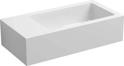 Fontein Clou Flush 3 36x18x9cm Mineraal Marmer Glans Wit (Met Voorbewerkt Kraangat Links)