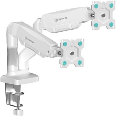 ONKRON G-160-W Draaibare en kantelbare bureauhouder voor twee monitoren van 13-32 inch, max. 8 kg, met draaifunctie, wit