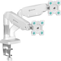 ONKRON G-160-W Draaibare en kantelbare bureauhouder voor twee monitoren van 13-32 inch, max. 8 kg, met draaifunctie, wit - thumbnail