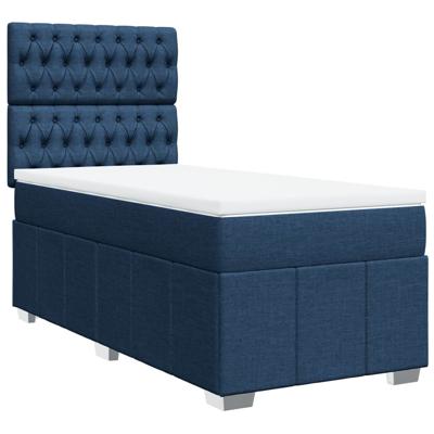 Boxspring met matras stof blauw 100x200 cm