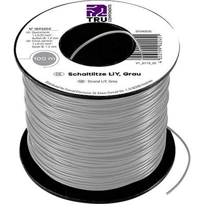 TRU COMPONENTS TC-7572808 Draad LiY 1 x 0.22 mm² Grijs 100 m