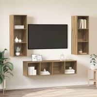 TV-kast set 3 pcs artisanaal eikenkleurig 37 x 37 x 142.5 cm - thumbnail