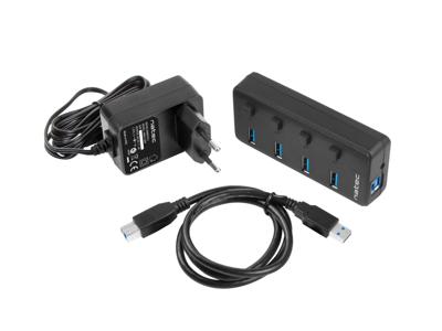 NATEC HUB USB 3.0 MANTIS 2 4-POORTS MET SWITCH+STROOMVOORZIENING