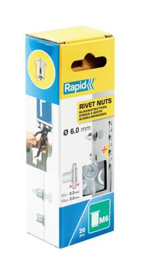 Rapid Blindklinkmoeren M6, 20 stuks + boor - 5000673 - 5000673 Rapid Blindklinkmoeren M6, 20 stuks + boor - 5000673 - 5000673
