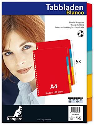 Tabbladen 23-gaats 5-delig assorti karton Kangaro
