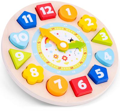 New Classic Toys klok houten vormenpuzzel 12 stukjes New Classic Toys klok houten vormenpuzzel 12 stukjes