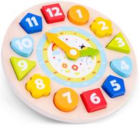 New Classic Toys klok houten vormenpuzzel 12 stukjes - thumbnail