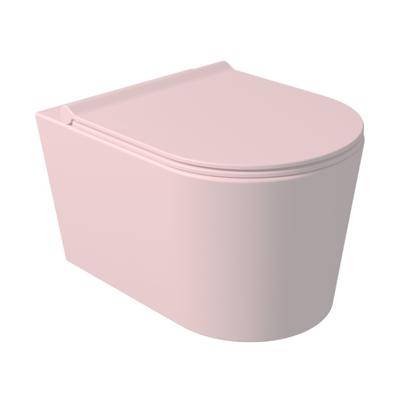 Wandcloset Civita 50x35x36.5cm Keramiek Rimless Mat Roze (Excl. zitting)