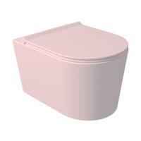 Wandcloset Civita 50x35x36.5cm Keramiek Rimless Mat Roze (Excl. zitting) - thumbnail