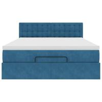 Ottoman bed met matras 140x200cm fluweel donkerblauw - thumbnail