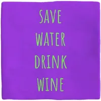 Plenty Gifts tegeltje keramiek save water drink wine 10x10cm paars - thumbnail