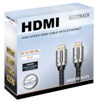 Maxtrack C 505-10 L HDMI-kabel HDMI Aansluitkabel HDMI-A-stekker, HDMI-A-stekker 10.00 m Zwart 4K UHD, Afgeschermd, Audio Return Channel (ARC), Schroefbaar, - thumbnail