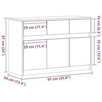 Tv-meubel met LED 91x34x61 cm bewerkt hout bruin eikenkleurig - thumbnail