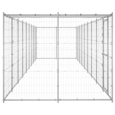vidaXL Hondenkennel met dak 21,78 m² gegalvaniseerd staal, kennel, hondenhok, hondenhuis, kennels, hondenhokken, hondenhuizen, hondenverblijf