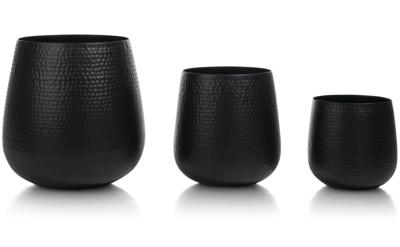 Coins pot 40cm hoog metaal zwart L