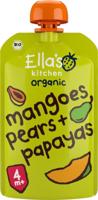 Ella's Kitchen Mangoes pears & papayas knijpzakje 4+ maanden bio 120 Gram - thumbnail