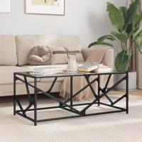 Salontafel met zwart glazen blad 98,5x50x41 cm staal - thumbnail