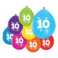 Globos Ballonnen 2-zijdig geprint cijfer 10, 8st. - thumbnail