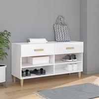 VidaXL Schoenenkast 102x35x55 cm bewerkt hout hoogglans wit - thumbnail