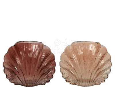 Vaas Schelp Glas 17cm Roze Assorti 1st