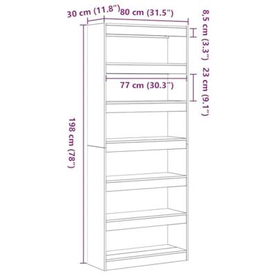 Boekenkast met plank Oud hout 80 x 30 x 198 cm Bewerkt hout - thumbnail