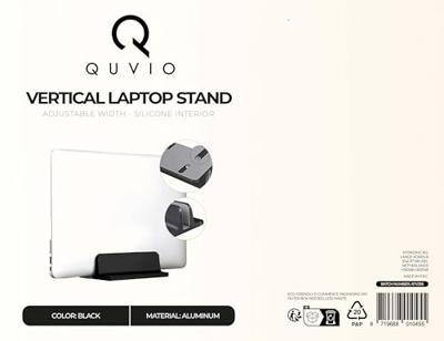 QUVIO Verticale laptop standaard aluminium zwart