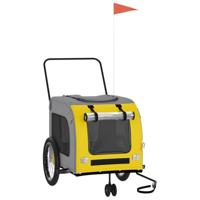 VidaXL Hondenfietstrailer oxford stof en ijzer geel en grijs - thumbnail