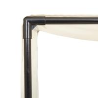 Ligbed tweepersoons met dak en gordijn poly rattan beige - thumbnail