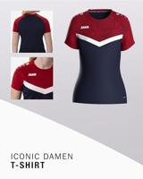 JAKO 6124D T-Shirt Iconic Dames - Marine/Chillrood - 34 - thumbnail